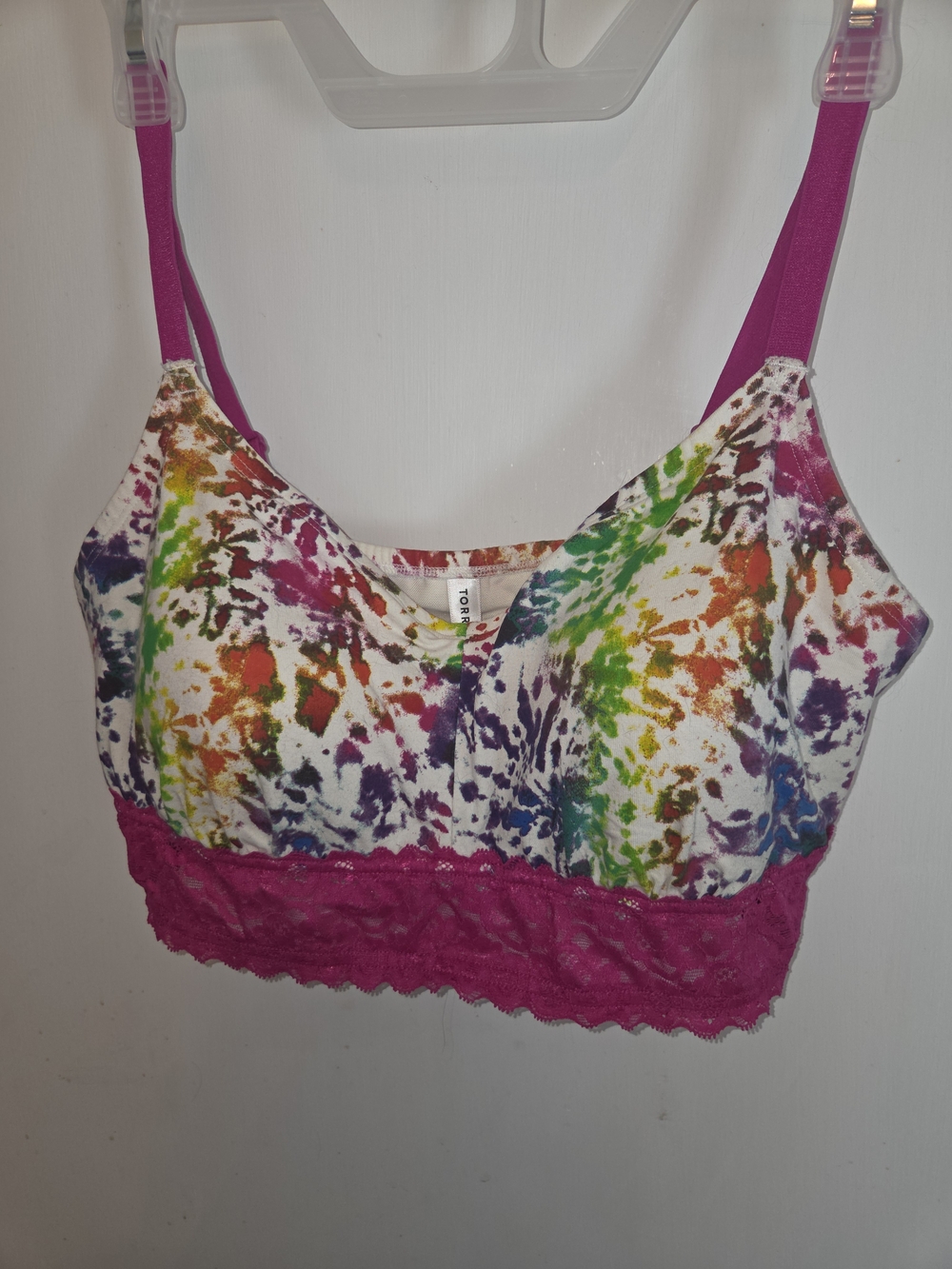 torrid Multicolor Tie-Dye Lace Band Bralette with Magenta Accents